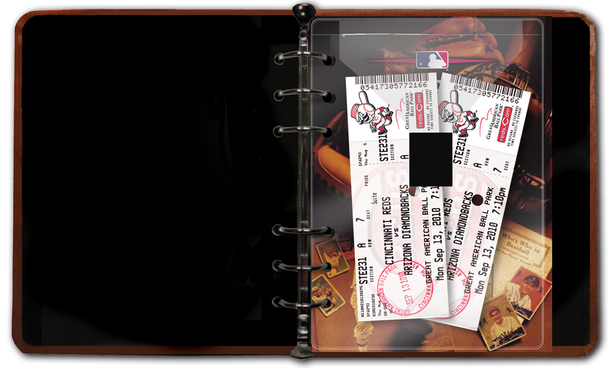 Vinyl ticket pouch inside book